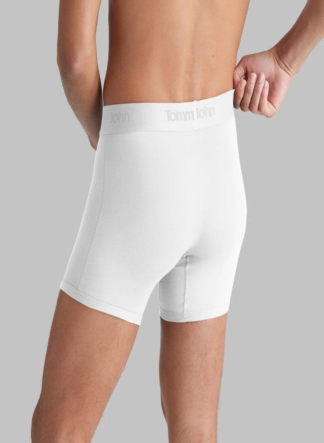 Tommy John Men's Trunk 4” Underwear, Second Skin Boxers with Supportive Contour Pouch, Soft Naturally Breathable Stretch Fabric Boxers for Men, White, XX-Large - Image 3